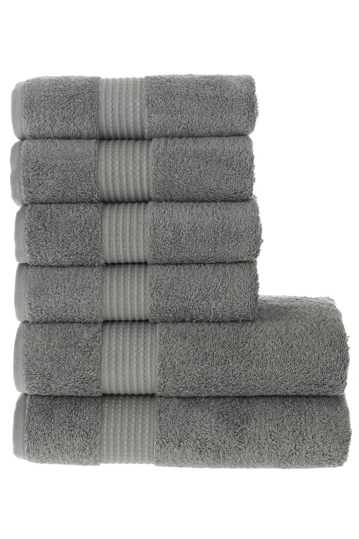 MAURA HOME Luxury Bath Towel Set 100% Cotton Hotel & Spa Quality 2 Large Bath Towels 70 x 140 cm 4 Large Hand Towels 50 x 100 Quick Drying Terry Towels Soft, Plush and Highly Absorbent Anthracite