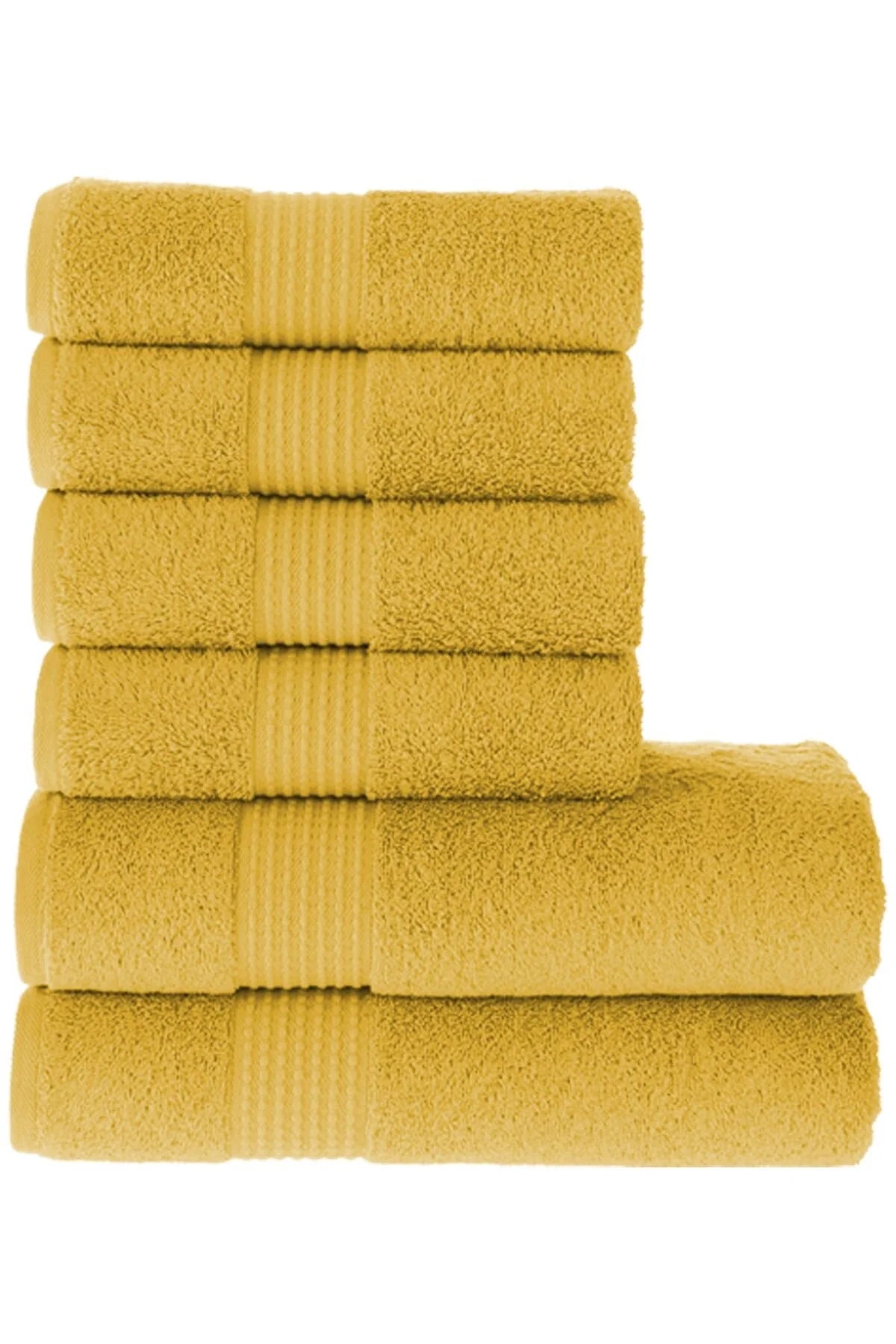 MAURA HOME Luxury Bath Towel Set 100% Cotton Hotel & Spa Quality 2 Large Bath Towels 70 x 140 cm 4 Large Hand Towels 50 x 100 Quick Drying Terry Towels Soft, Plush and Highly Absorbent Pure Gold