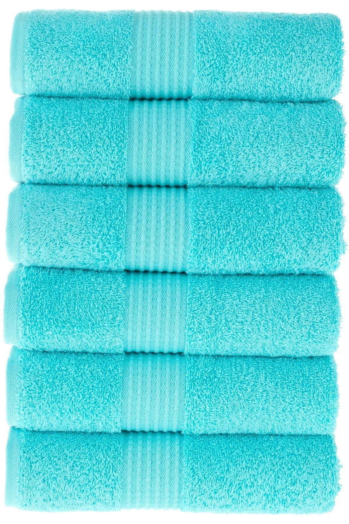 MAURA HOME Luxury Hand Towel Set 100% Cotton Hotel & Spa Quality 6 Large Hand Towels 50 x 100 cm Quick Drying Terry Towels. Soft, Plush and Highly Absorbent Turquoise