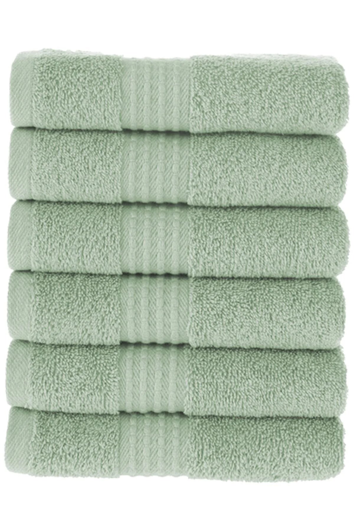 MAURA HOME Luxury Guest Towels Set 100% Cotton Hotel & Spa Quality 6 Large Guest Towels 30 x 50 Quick Drying Terry Towels. Soft, Plush and Highly Absorbent Green