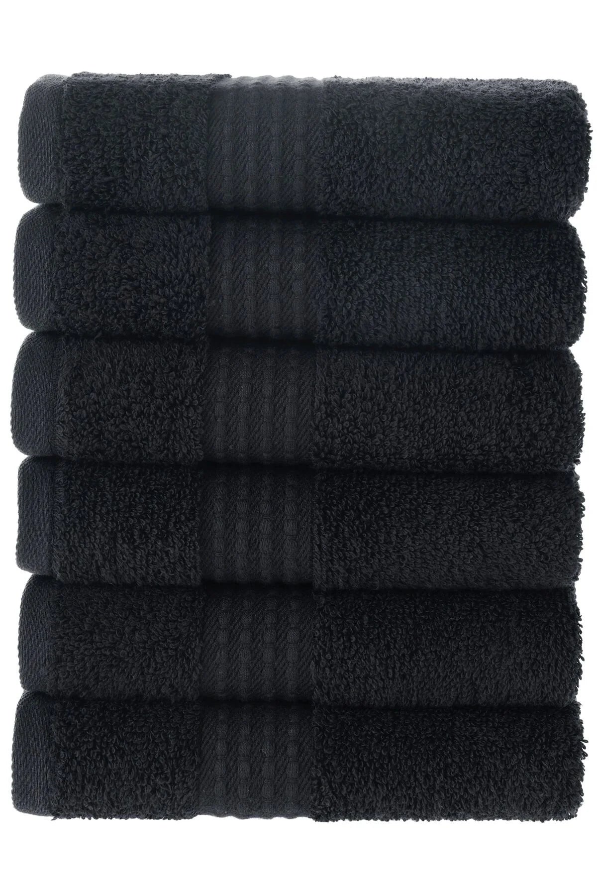MAURA HOME Luxury Guest Towels Set 100% Cotton Hotel & Spa Quality 6 Large Guest Towels 30 x 50 Quick Drying Terry Towels. Soft, Plush and Highly Absorbent Black