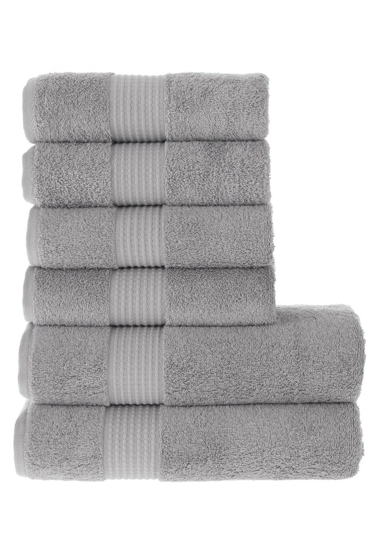 MAURA HOME Luxury Bath Towel Set 100% Cotton Hotel & Spa Quality 2 Large Bath Towels 70 x 140 cm 4 Large Hand Towels 50 x 100 Quick Drying Terry Towels Soft, Plush and Highly Absorbent Gray