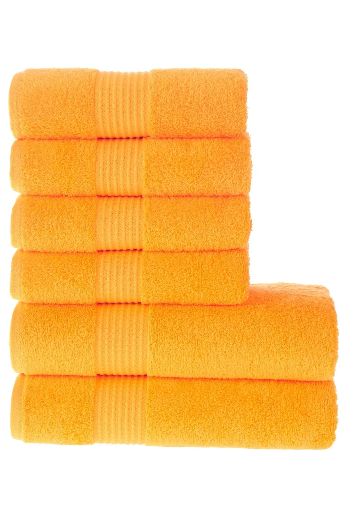 MAURA HOME Luxury Bath Towel Set 100% Cotton Hotel & Spa Quality 2 Large Bath Towels 70 x 140 cm 4 Large Hand Towels 50 x 100 Quick Drying Terry Towels Soft, Plush and Highly Absorbent Orange