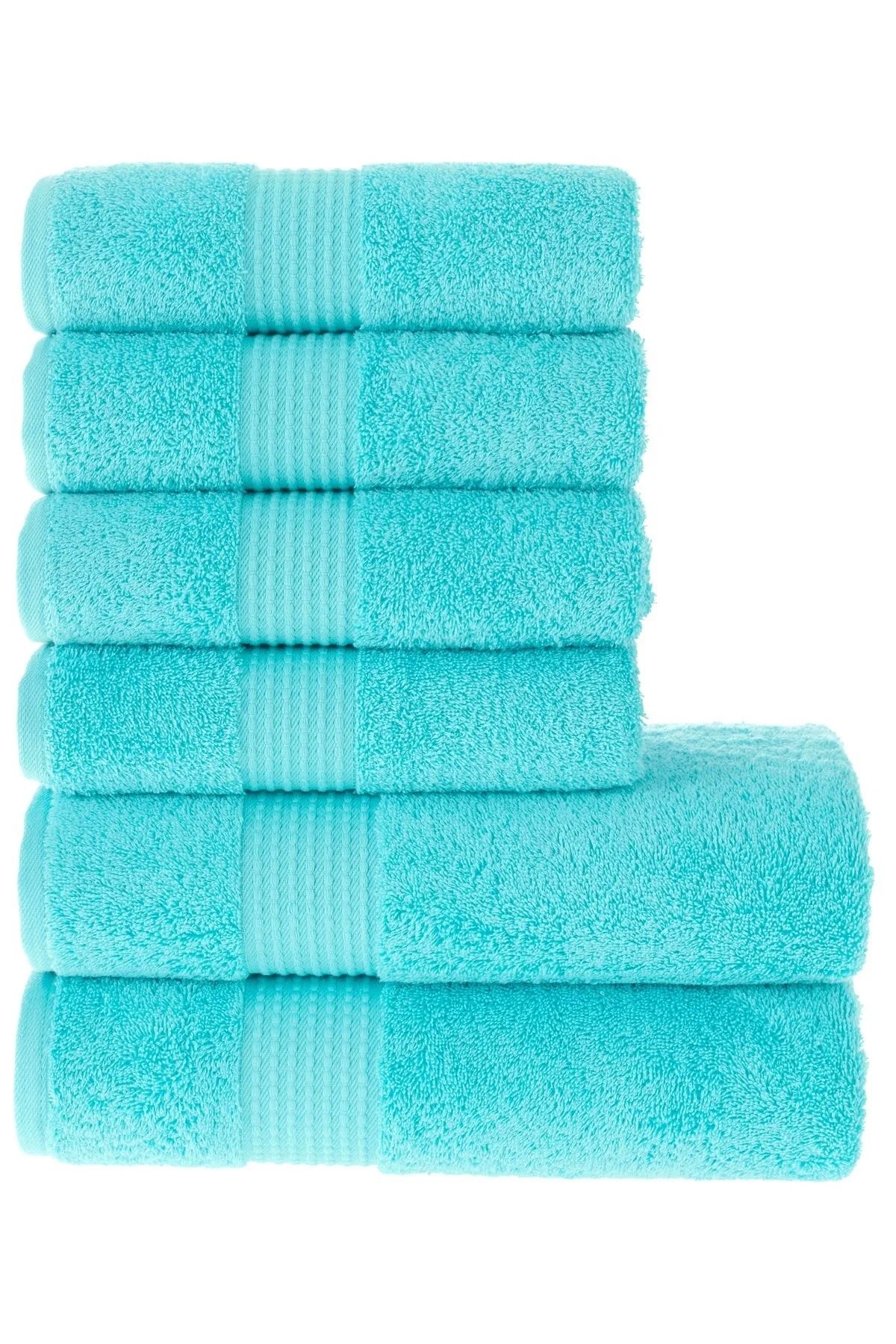 MAURA HOME Luxury Bath Towel Set 100% Cotton Hotel & Spa Quality 2 Large Bath Towels 70 x 140 cm 4 Large Hand Towels 50 x 100 Quick Drying Terry Towels Soft, Plush and Highly Absorbent Turquoise
