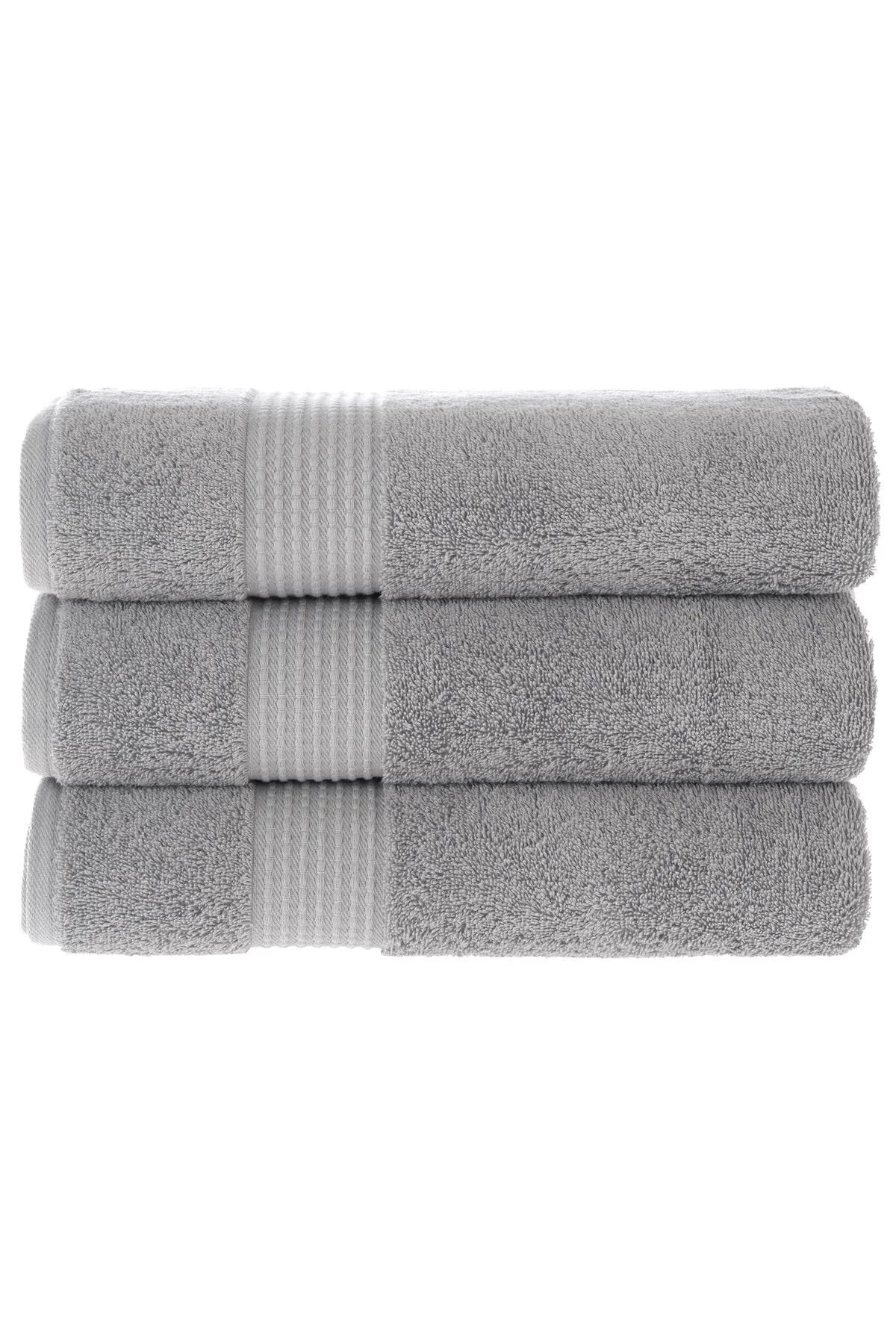 MAURA HOME Luxury Bath Towel Set 100% Cotton Hotel & Spa Quality 3 Large Bath Towels 70 x 140 cm Quick Drying Terry Towels Soft, Plush and Highly Absorbent Gray