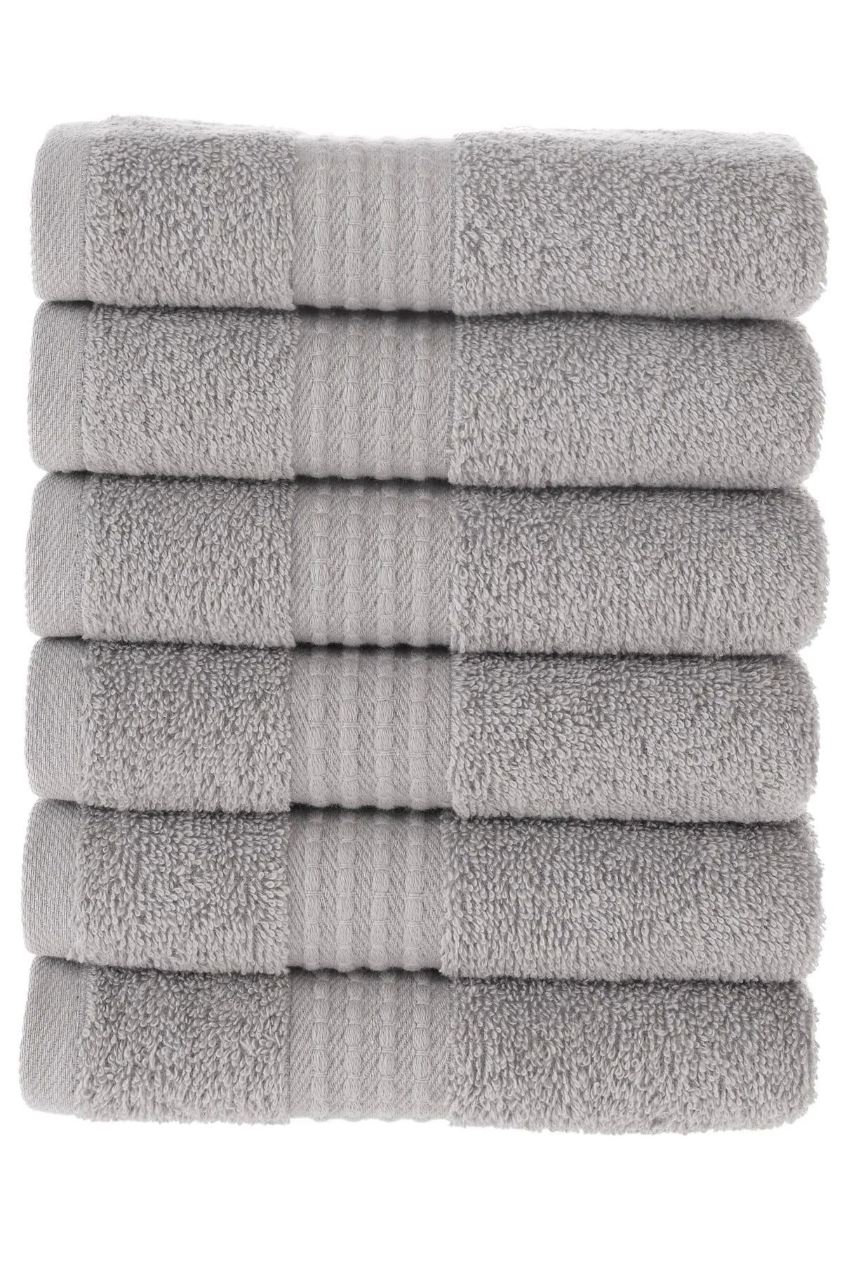 MAURA HOME Luxury Guest Towels Set 100% Cotton Hotel & Spa Quality 6 Large Guest Towels 30 x 50 Quick Drying Terry Towels. Soft, Plush and Highly Absorbent Anthracite