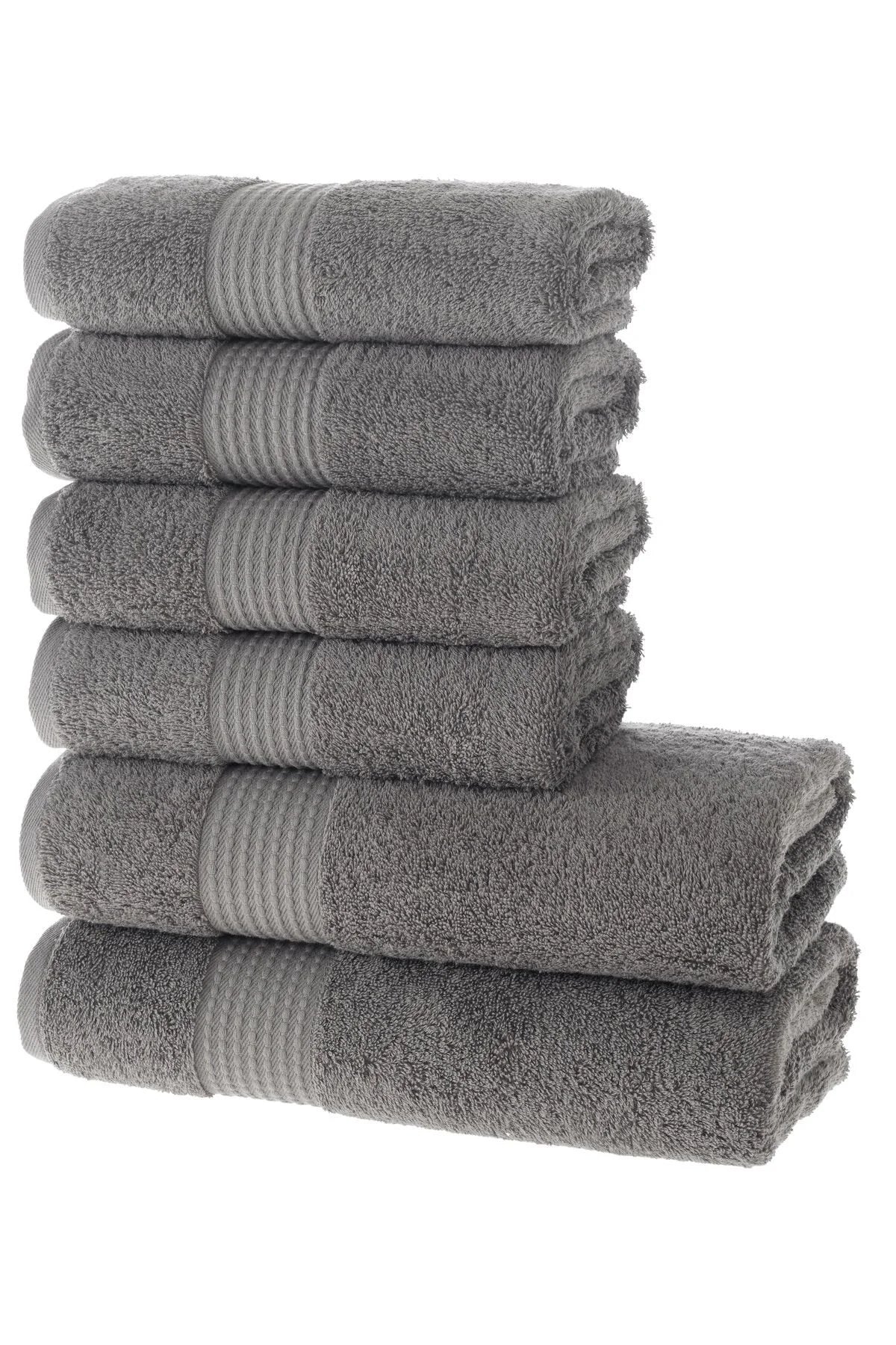 MAURA HOME Luxury Bath Towel Set 100% Cotton Hotel & Spa Quality 2 Large Bath Towels 70 x 140 cm 4 Large Hand Towels 50 x 100 Quick Drying Terry Towels Soft, Plush and Highly Absorbent Anthracite