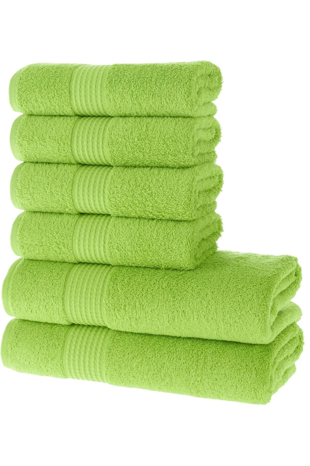 MAURA HOME Luxury Bath Towel Set 100% Cotton Hotel & Spa Quality 2 Large Bath Towels 70 x 140 cm 4 Large Hand Towels 50 x 100 Quick Drying Terry Towels Soft, Plush and Highly Absorbent Green