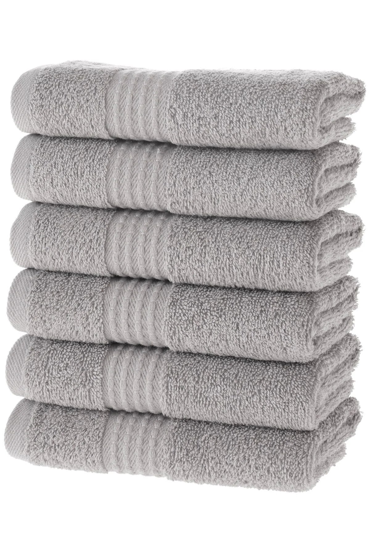 MAURA HOME Luxury Guest Towels Set 100% Cotton Hotel & Spa Quality 6 Large Guest Towels 30 x 50 Quick Drying Terry Towels. Soft, Plush and Highly Absorbent Anthracite