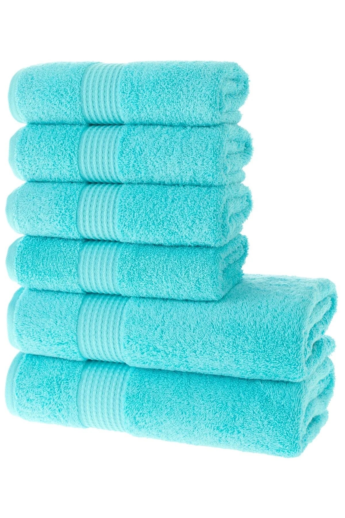 MAURA HOME Luxury Bath Towel Set 100% Cotton Hotel & Spa Quality 2 Large Bath Towels 70 x 140 cm 4 Large Hand Towels 50 x 100 Quick Drying Terry Towels Soft, Plush and Highly Absorbent Turquoise
