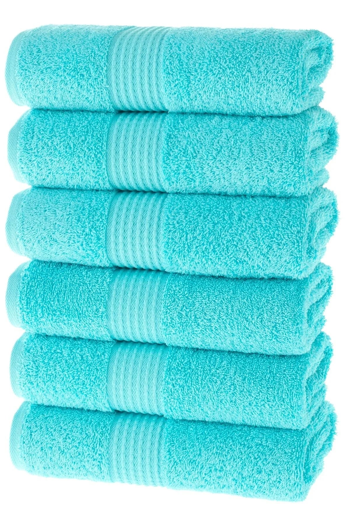 MAURA HOME Luxury Hand Towel Set 100% Cotton Hotel & Spa Quality 6 Large Hand Towels 50 x 100 cm Quick Drying Terry Towels. Soft, Plush and Highly Absorbent Turquoise