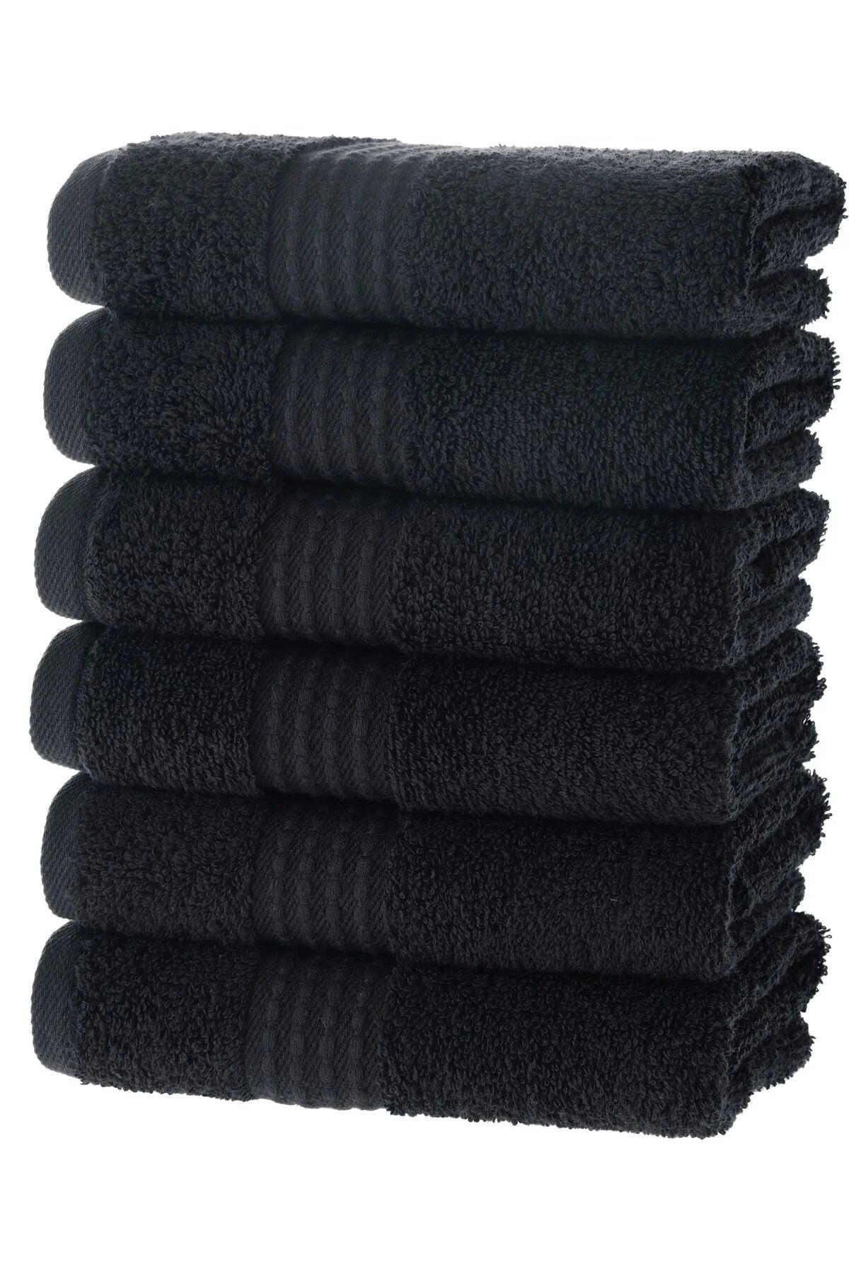 MAURA HOME Luxury Guest Towels Set 100% Cotton Hotel & Spa Quality 6 Large Guest Towels 30 x 50 Quick Drying Terry Towels. Soft, Plush and Highly Absorbent Black