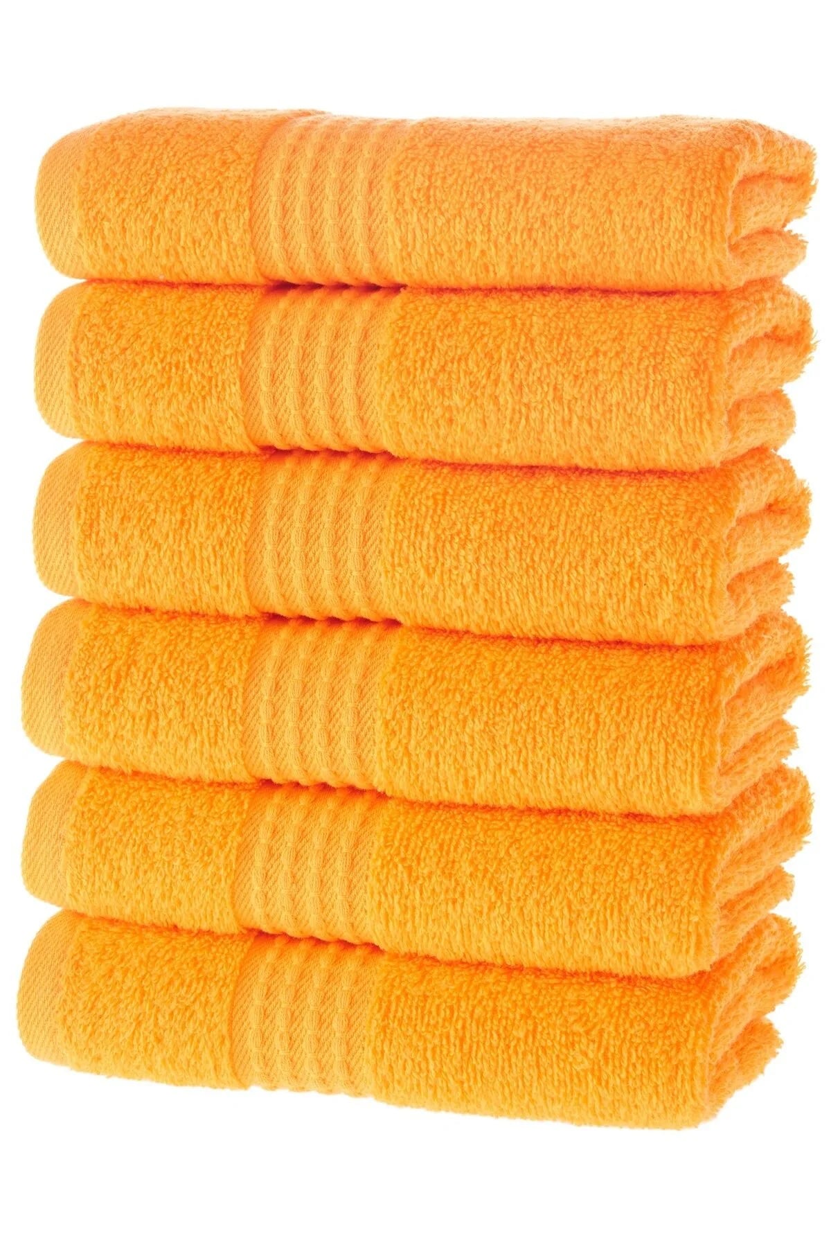 MAURA HOME Luxury Guest Towels Set 100% Cotton Hotel & Spa Quality 6 Large Guest Towels 30 x 50 Quick Drying Terry Towels. Soft, Plush and Highly Absorbent Orange