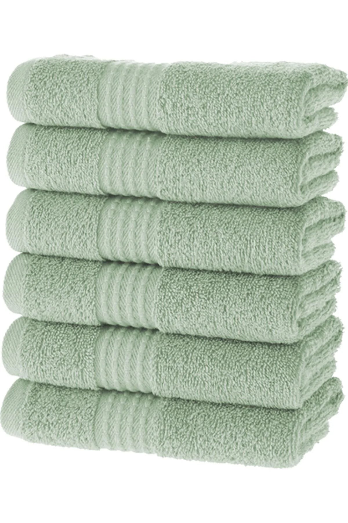 MAURA HOME Luxury Guest Towels Set 100% Cotton Hotel & Spa Quality 6 Large Guest Towels 30 x 50 Quick Drying Terry Towels. Soft, Plush and Highly Absorbent Green