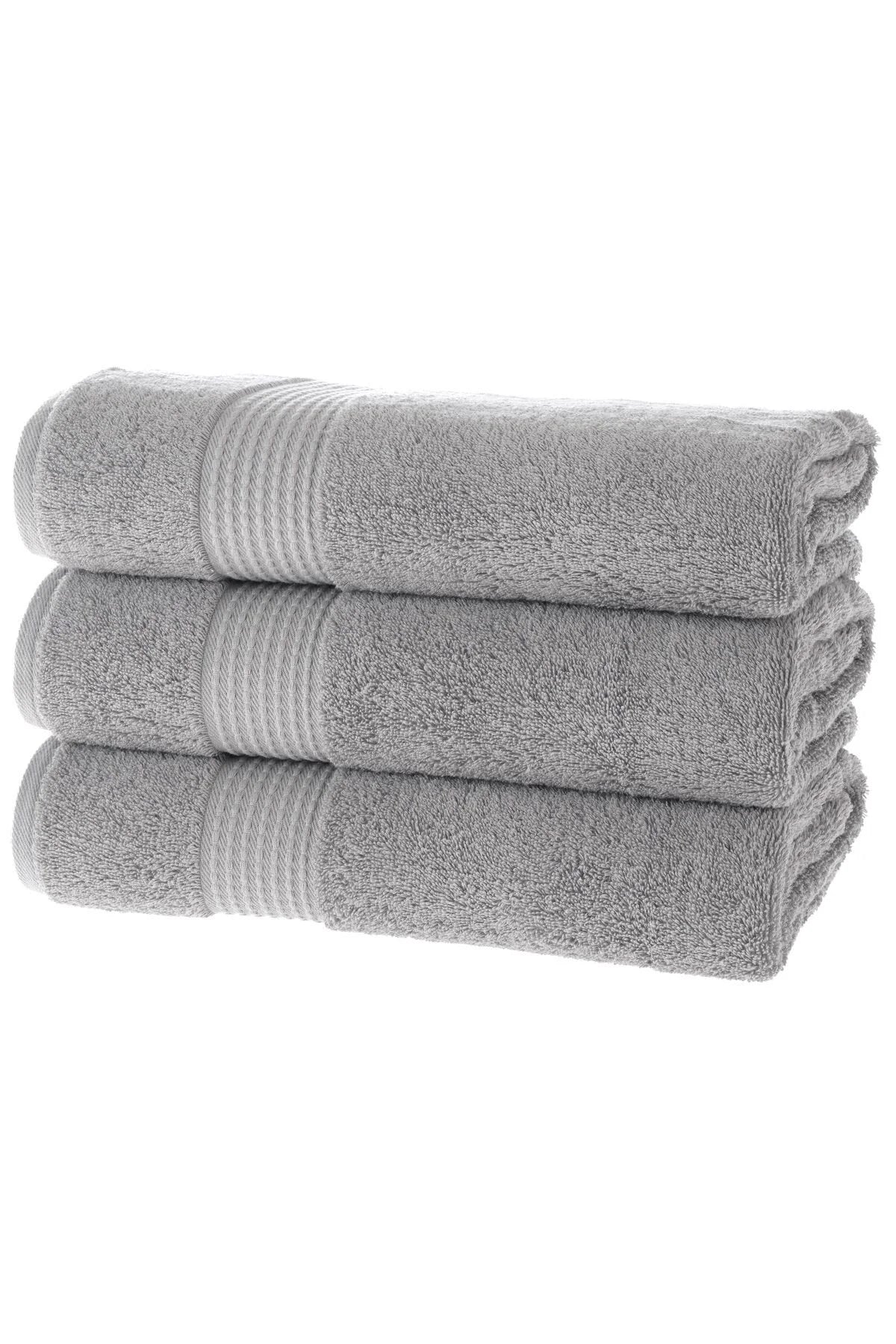 MAURA HOME Luxury Bath Towel Set 100% Cotton Hotel & Spa Quality 3 Large Bath Towels 70 x 140 cm Quick Drying Terry Towels Soft, Plush and Highly Absorbent Gray