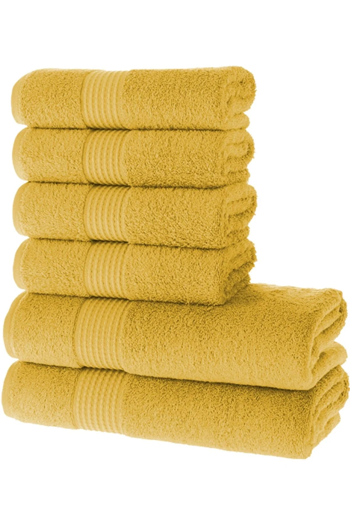 MAURA HOME Luxury Bath Towel Set 100% Cotton Hotel & Spa Quality 2 Large Bath Towels 70 x 140 cm 4 Large Hand Towels 50 x 100 Quick Drying Terry Towels Soft, Plush and Highly Absorbent Pure Gold