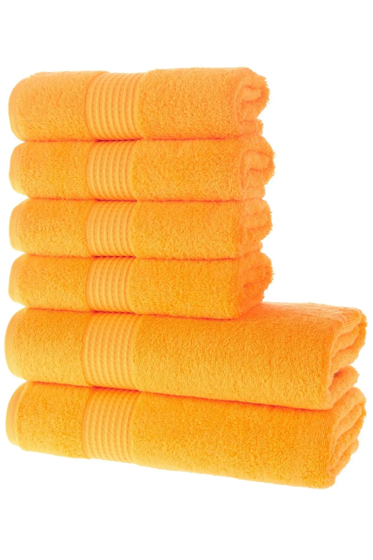 MAURA HOME Luxury Bath Towel Set 100% Cotton Hotel & Spa Quality 2 Large Bath Towels 70 x 140 cm 4 Large Hand Towels 50 x 100 Quick Drying Terry Towels Soft, Plush and Highly Absorbent Orange